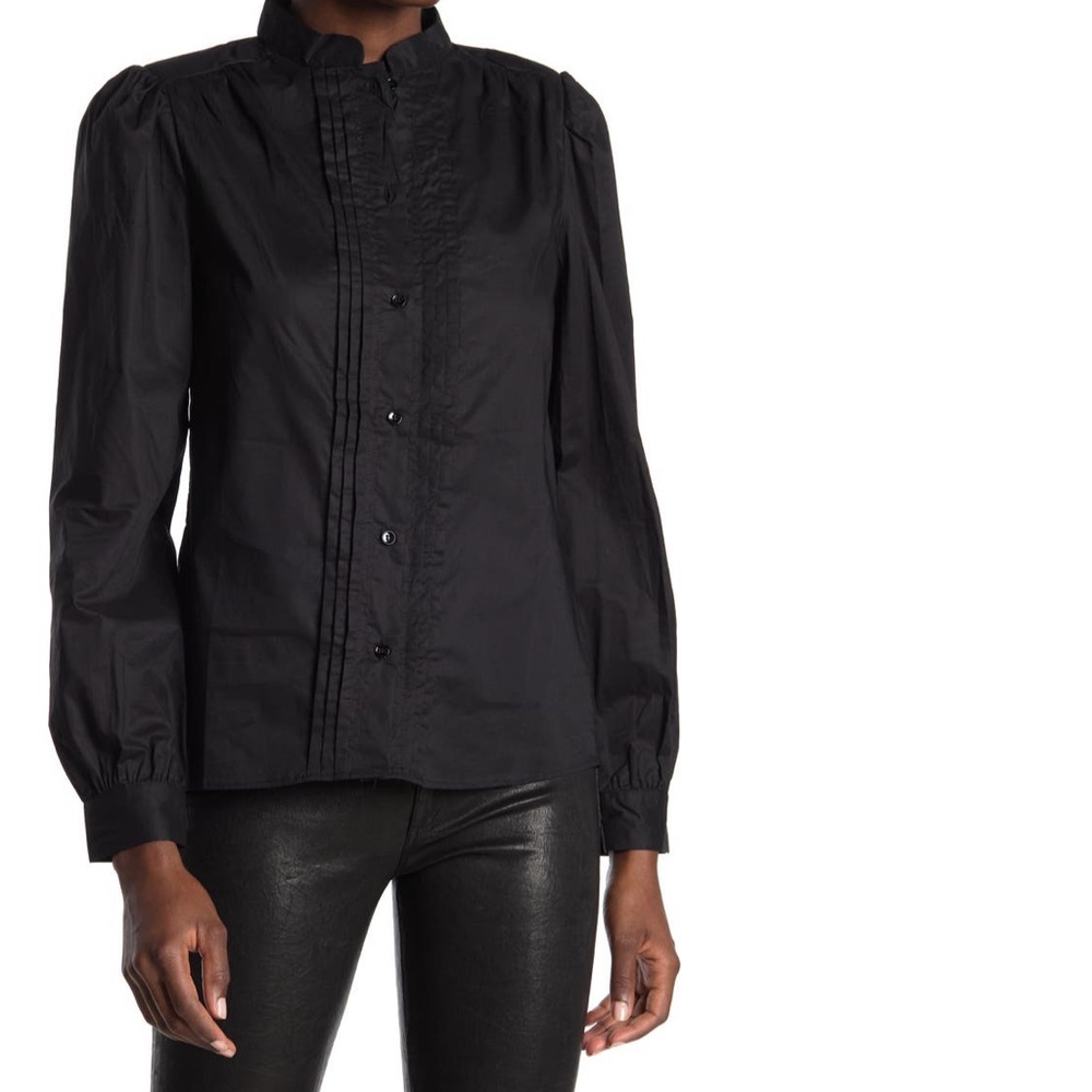 Walter Baker Black Button-Down Pintuck Detail Blouse